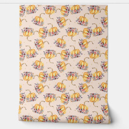 パンプキンパステルピーチ金ゴールド水玉模様フローラ秋 壁紙