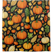 パンプキンパターン ハーベストデー オータム シャワーカーテン (正面)