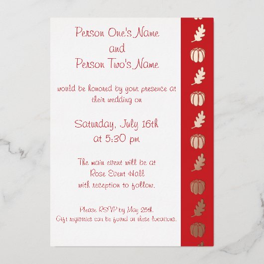 パンプキンパッチさくらんぼフォイル招待状 箔招待状 (正面)