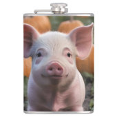 パンプキンパッチで子ぶたのように幸せだった フラスク (正面)