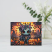 パンプキンパッチのスポークハロウィーンユニコーン シーズンポストカード (スタンド正面)