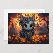 パンプキンパッチのスポークハロウィーンユニコーン シーズンポストカード (正面/裏面)