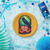 パンプキンパッチのハロウィーンレイヴン ペーパープレート (パーティー)