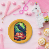 パンプキンパッチのハロウィーンレイヴン ペーパープレート (パーティー)