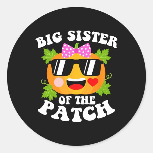 パンプキンパッチの姉おもしろいハロウィーンファム ラウンドシール (正面)