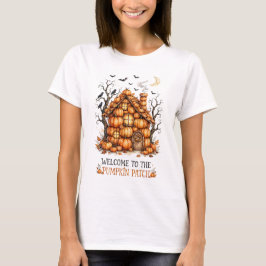 パンプキンパッチへようこそTシャツ 秋のファームハウス Tシャツ