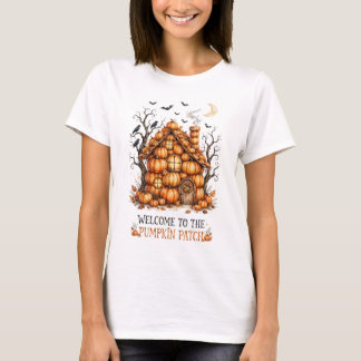 パンプキンパッチへようこそTシャツ 秋のファームハウス Tシャツ