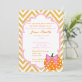 パンプキンパッチをテーマにしたベビーガールシャワー招待状 招待状 (スタンド正面)