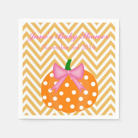 パンプキンパッチをテーマにした女の子ベビーシャワー スタンダードカクテルナプキン (正面)