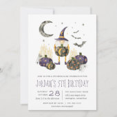 パンプキンパッチウィザードハロウィーン誕生日パーティー 招待状 (正面)