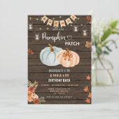 パンプキンパッチジョイント誕生日兄弟姉妹パーティー 招待状 (スタンド正面)