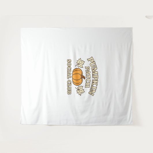 パンプキンパッチソーシャルクラブコージーオータムエステティック タペストリー (正面(横))