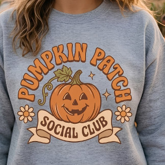 パンプキンパッチソーシャルクラブ レトロな秋のハロウィン スウェットシャツ