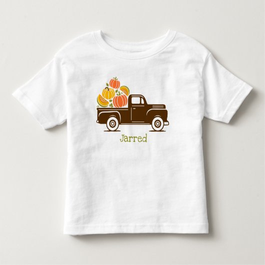 パンプキンパッチトラック名前をカスタムする トドラーTシャツ (正面)
