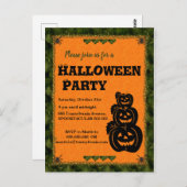 パンプキンパッチハロウィーン招待状 ポストカード (正面/裏面)