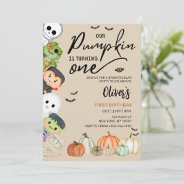 パンプキンパッチハロウィーン1st誕生日招待状 招待状