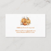 パンプキンパッチハーベスト秋をテーマにした 名刺 (裏面)