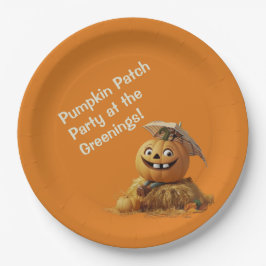 パンプキンパッチパーティーフレンドリーチャイルドハロウィン秋 ペーパープレート