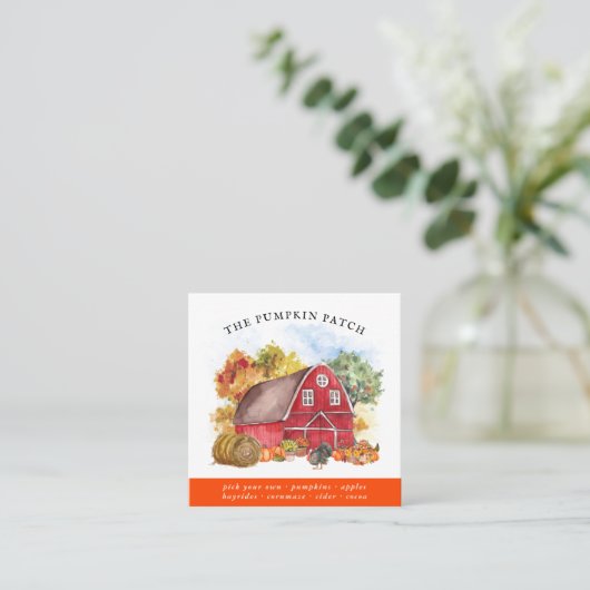 パンプキンパッチファミリーファームバ素朴ーン秋 スクエア名刺 (スタンド正面)