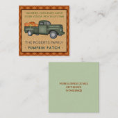 パンプキンパッチファミリーファームヴィンテージトラック秋プレイド スクエア名刺 (正面/裏面)