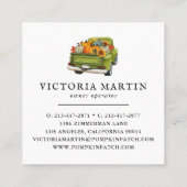 パンプキンパッチファミリーファームヴィンテージトラック秋 スクエア名刺 (裏面)