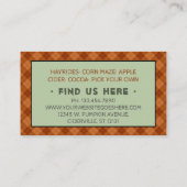 パンプキンパッチファミリーファーム秋プレイドヴィンテージトラック 名刺 (裏面)
