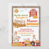パンプキンパッチファームアニマルズ誕生日 招待状 (正面)