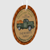 パンプキンパッチファーム素朴秋プレイドヴィンテージトラック オーナメント (正面)