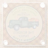 パンプキンパッチファーム素朴秋プレイドヴィンテージトラック ガラスコースター (裏面)
