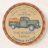 パンプキンパッチファーム素朴秋プレイドヴィンテージトラック コースター (正面)