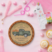 パンプキンパッチファーム素朴秋プレイドヴィンテージトラック ペーパープレート (パーティー)