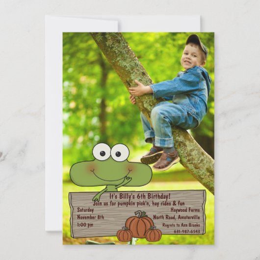 パンプキンパッチフォト誕生日招待状 招待状 (正面)