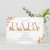 パンプキンパッチレタリング秋秋ベビーシャワーイン 招待状 (スタンド正面)