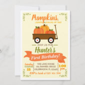 パンプキンパッチワゴン秋誕生日招待状 招待状 (正面)