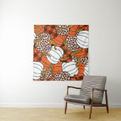 パンプキンパッチワークヴィンテージパターンの収穫 タペストリー (インサイチュ(横))