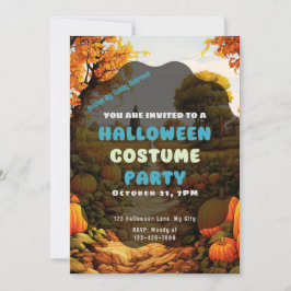 パンプキンパッチ秋ツリー葉ズ秋ハロウィーン 招待状