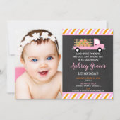 パンプキンパッチ第1誕生日秋ガール写真 招待状 (正面)