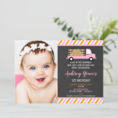 パンプキンパッチ第1誕生日秋ガール写真 招待状 (スタンド正面)