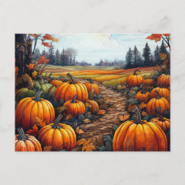パンプキンパッチ紅葉ツリーズハロウィーン シーズンポストカード