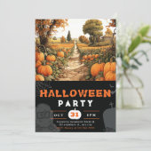 パンプキンパッチ美しい秋ブラックハロウィーン 招待状 (スタンド正面)