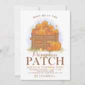 パンプキンパッチ蝶秋誕生日招待状 招待状 (正面)
