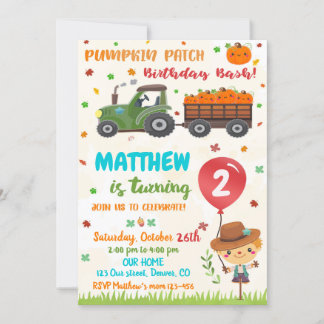 パンプキンパッチ誕生日の招待秋誕生日 招待状
