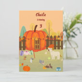 パンプキンパップスオータムお祝い誕生日 招待状 (スタンド正面)