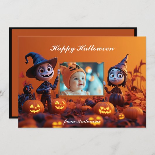 パンプキンパルスハロウィーンの挨拶 カード (正面/裏面)