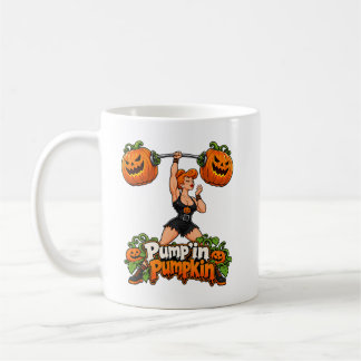 パンプキンパワー、輝くネイル - ハロウィンフィットネス コーヒーマグカップ