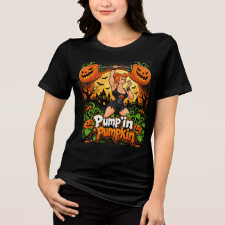 パンプキンパワー、輝くネイル - ハロウィンフィットネス トライブレンドTシャツ