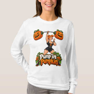 パンプキンパワー、輝くネイル - ハロウィンフィットネス Tシャツ
