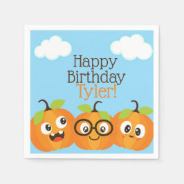パンプキンパーソナライズされたパッチファーム子供の誕生日 スタンダードカクテルナプキン