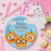 パンプキンパーソナライズされたパッチファーム子供の誕生日 ペーパープレート (パーティー)