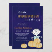 パンプキンパープおもしろいルボーイベビーシャワー 招待状 (正面/裏面)